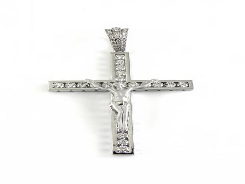 крест из белого золота с брилиантами 