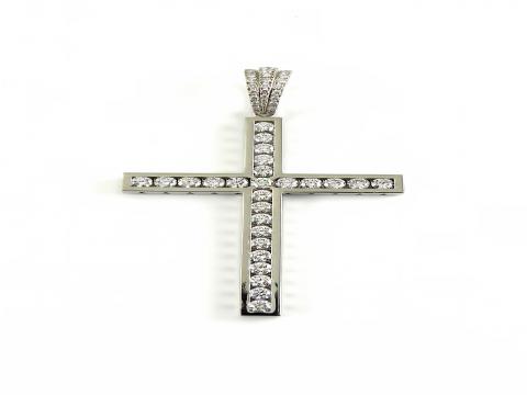 крест из белого золота с брилиантами без распятия